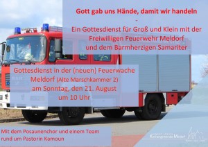 Plakat Gottesdienst Feuerwache Meldorf August 2022 300